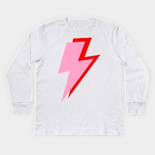 Preppy Pink and Red Lightning Bolt Kids Long Sleeve T-Shirt